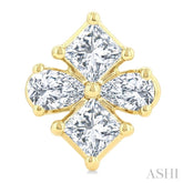 1/3 Ctw Princess and Pear Cut Diamond Fashion Earrings in 14K Yellow Gold